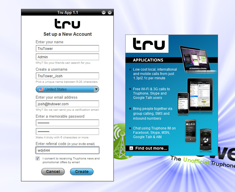 Setup-New-Truphone-App-Account Truphone App Account, Tru VoIP Application, Free Phone Calls on Windows