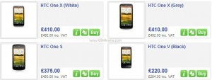 HTC One S,X,V No Contract SIM Free Price