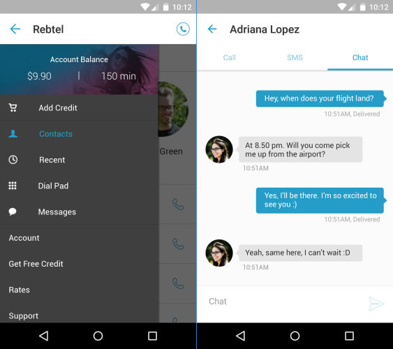 Rebtel, Rebtel for Android, Messaging and VoIP