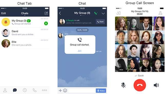 LINE app, LINE voip, group chat messaging